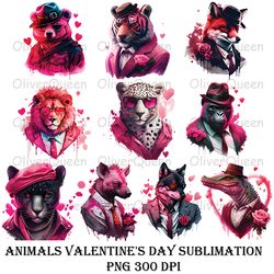 Animals Valentine's Day Sublimation Art, Animals Valentine's Day PNG