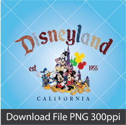 Disneyland Est 1955 PNG, Vintage Disneyland PNG, Disneyland 1955 PNG, Disneyworld Minnie Donald Pluto PNG, Mickey Mouse