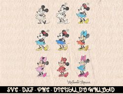 Disney Mickey And Friends Minnie Mouse Through The Years Short Sleeve ,Small Digital Prints, Digital Download, Sublimati