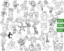 Toy Story line svg, Toy Story characters outline svg, Toy Story png