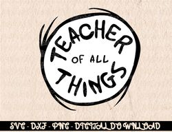 Dr. Seuss Teacher of all Things Emblem RED   Digital Prints, Digital Download, Sublimation Designs, Sublimation,png, ins
