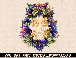 Harry Potter Hogwarts Multi-Colored Floral Crest Long Sleeve  Digital Prints, Digital Download, Sublimation Designs, Sub
