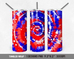 Patriotic Tie Dye Tumbler sublimation designs  20 oz, Abstract red blue white background Digital download PNG