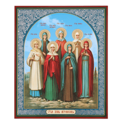 Holy Myrrh-bearing Women undefined | undefined Gold And Silver Foiled Icon On Wood | Size: 8 3/4"x7 1/4"
