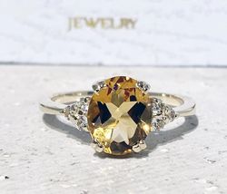 Citrine ring - November Birthstone - Statement Ring - Gold Ring - Engagement Ring - Oval Ring - Cocktail Ring
