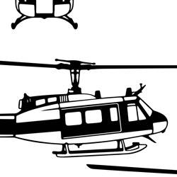 Bell Huey Helicopter Vector Fighter jet Black white vector outline or line art file for cnc laser cutting, wood, metal e