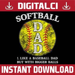 Softball Dad like A Baseball but with Bigger Balls Best Dad Daddy Father's Day Happy Father's Day PNG Sublimation