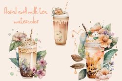 Floral And Milk Tea Watercolor
