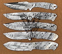 Lot of 5 Damascus Steel Blank Blade Knife For Knife Making Supplies, Custom Handmade FULL TANG Blank Blades (SU-121)