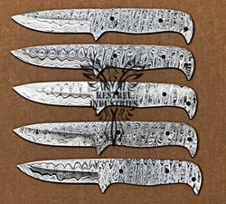 Lot of 5 Damascus Steel Blank Blade Knife For Knife Making Supplies, Custom Handmade FULL TANG Blank Blades (SU-122)