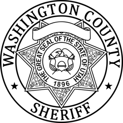Washington County Utah Sheriff's Department Badge Black white vector outline or line art file for cnc laser cutting, woo