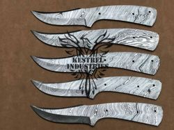 Lot of 5 Damascus Steel Blank Blade Knife For Knife Making Supplies, Custom Handmade FULL TANG Blank Blades (SU-125)