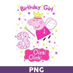 Peppa Pig 3 Birthday Girl Png, Girl Birthday Png, Peppa Pig Png, Cute Peppa Pig Princess Png - Download