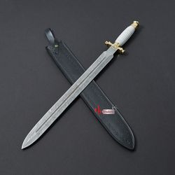 custom Handmade Damascus Steel Viking Sword, gif sword, handmade damascsu steel sword, Custom sword for father,  MK006N