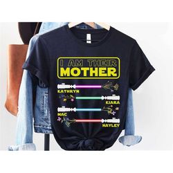 Custom I Am Their Mother Lightsabers Floral Shirt / Star Wars Mom T-shirt / Mother's Day Gift Ideas / Mom Son Daughter /