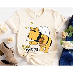 Winnie the Pooh Bee Happy Shirt Disney Pooh Bear T-shirt Walt Disney World Magic Kingdom Park Disneyland Trip Funny Gift