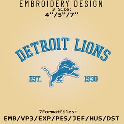 Detroit Lions Embroidery Designs, NFL Logo Embroidery Files, NFL Lions, Machine Embroidery Pattern, Digital Download