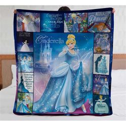 Cinderella Fleece Blanket, Disney Princess Sofa Blanket, Bedding Decor, Walt Disney World, Magic Kingdom, Disneyland Thr