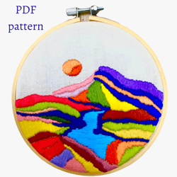 embroidery pattern pdf river in the mountains