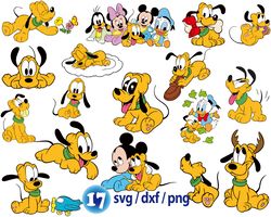 Disney Baby Pluto svg, Baby Pluto and Mickey Mouse svg, Cute Baby Pluto png