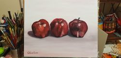 Apples.  Painting.  Original Art.  Wall Art. Oil Painting Artwork. Decor for kitchen, living room, cafee