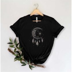 Moon Shirt, Moon Bohemian Shirt, Gift For Moon Lover, Sun And Moon Shirt, Moon T-shirt, Women Shirt, Moon Gift, Gift For