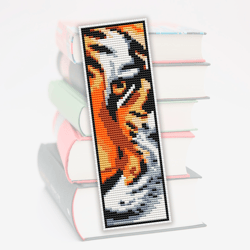 Tiger cross stitch bookmark pattern, Animal cross stitch, Digital, Bookmark embroidery pattern, Big Cat