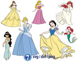 Disney Princesses svg, Snow White svg, Princess Rapunzel svg, princess cinderella png
