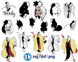 Disney Cruella de Vil svg, bad girl svg, Disney wicked svg, 101 Dalmatians villain png