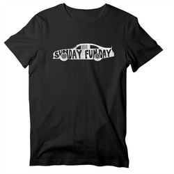 Vintage Sunday Funday Car Racing T-Shirt, Men's Distressed Race Day Short Sleeve Shirt