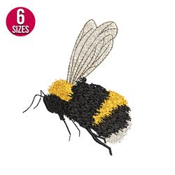 Bee machine embroidery design, Digital download, Instant download