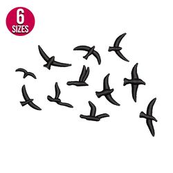 Birds Flock embroidery design, Machine embroidery pattern, Instant Download