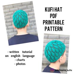 Unisex crochet bucket hat for adults PDF printable pattern