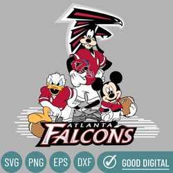 Atlanta Falcons Football Mickey SVG Design For Cricut Silhouette Cut Files Layered And Print And Cut, NFL Svg, Falcons S