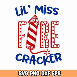 Little Miss Firecracker Png, Sublimation Design, 4th Of July Png, American Flag Little Miss America Png