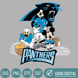 Carolina Panthers Football Mickey SVG Design For Cricut Silhouette Cut Files Layered And Print And Cut, NFL Svg