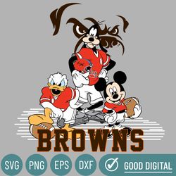 Cleveland Browns Football Mickey SVG Design For Cricut Silhouette Cut Files Layered And Print And Cut, NFL Svg, Browns