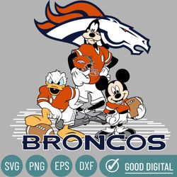 Denver Broncos Football Mickey SVG Design For Cricut Silhouette Cut Files Layered And Print And Cut, NFL Svg, Broncos Sv