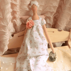 Angel Tilda with bird cage Spring Decor Shabby Shic Angel Handmade Doll Doll are gift Textile Doll Tildastyle Home decor