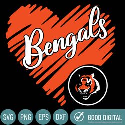 Bengals Heart Svg, The Cincinatti Bengals Png, Bengals Svg For Cricut, Cincinatti Bengals Logo Svg, Cincinatti Bengals C