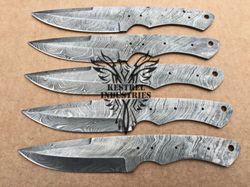 Lot of 5 Damascus Steel Blank Blade Knife For Knife Making Supplies, Custom Handmade FULL TANG Blank Blades (SU-135)