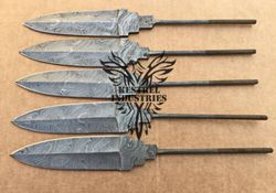 Lot of 5 Damascus Steel Blank Blade Knife For Knife Making Supplies, Custom Handmade FULL TANG Blank Blades (SU-137)