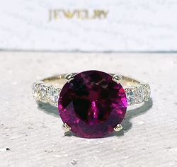 Ruby Ring - Gold Ring - July Birthstone - Gemstone Band - Statement Ring - Engagement Ring - Prong Ring - Round Ring