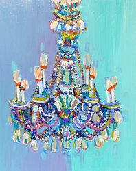 Modern Chandelier Made to order  Original oil painting on canvas  Expressionism  Abstract Art Galainart Wall decor Naive