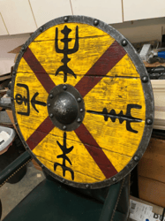 Medieval Larp Warrior's Viking-Templar Round Shield 24 Wood & Steel Battle Armor LARP Ambidextrous Shield, Viking