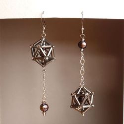 Pearl earrings beaded dangle voluminous light long drop asymmetric