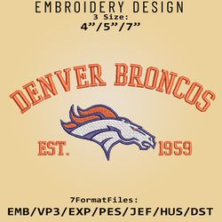 Denver Broncos Embroidery Designs, NFL Logo Embroidery Files, NFL Broncos, Machine Embroidery Pattern, Digital Download