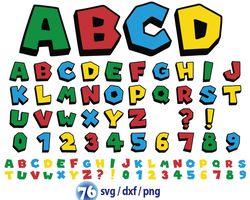 Mario Bros font for Cricut svg, Mario Bros alphabet png