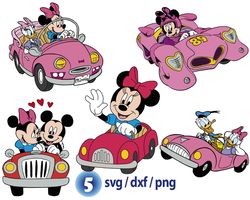 disney minnie racing car svg, minnie mouse driving car svg