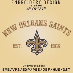New Orleans Saints Embroidery Designs, NFL Logo Embroidery Files, NFL Saints, Machine Embroidery Pattern